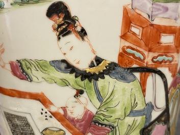 A Chinese famille rose vase with ladies playing go, Yongzheng
